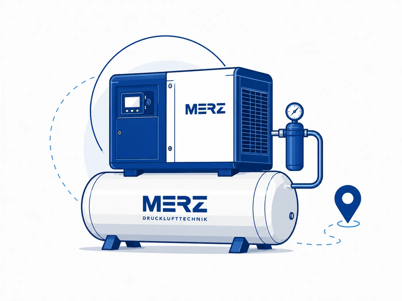Illustration eines Merz Kompressors für Druckluft-Service in Karlsruhe