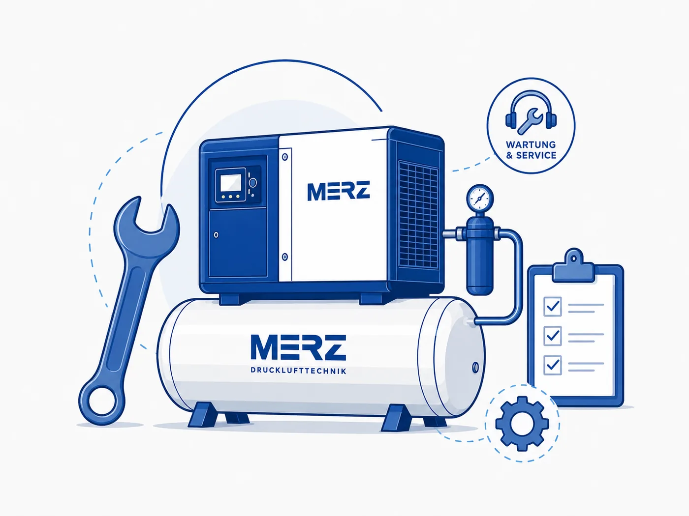 Illustration Wartung und Service für Kompressoren